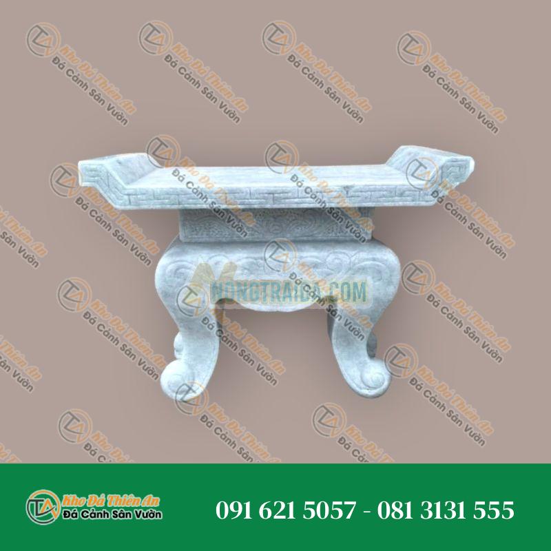 Bàn thờ đá ngoài trời đá cẩm thạch trắng vân mây 114x65x72cm