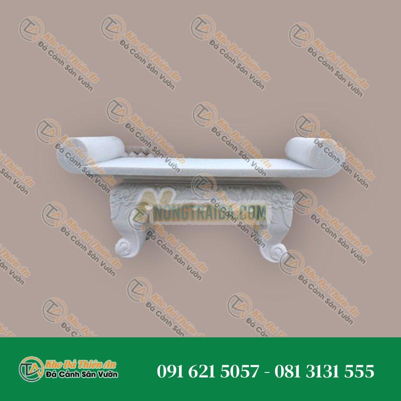 Bàn thờ đá ngoài trời đá cẩm thạch trắng vân mây 124x66x78cm