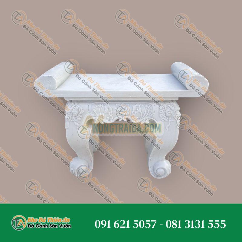 Bàn thờ đá ngoài trời đá cẩm thạch trắng vân mây 137x62x62cm