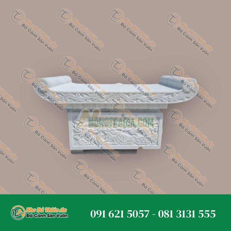 Bàn thờ đá ngoài trời đá cẩm thạch trắng vân mây 150x65x70cm