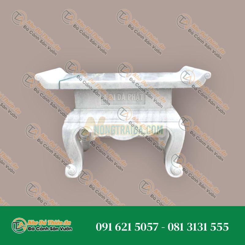 Bàn thờ đá ngoài trời đá cẩm thạch trắng vân mây 173x61x85cm