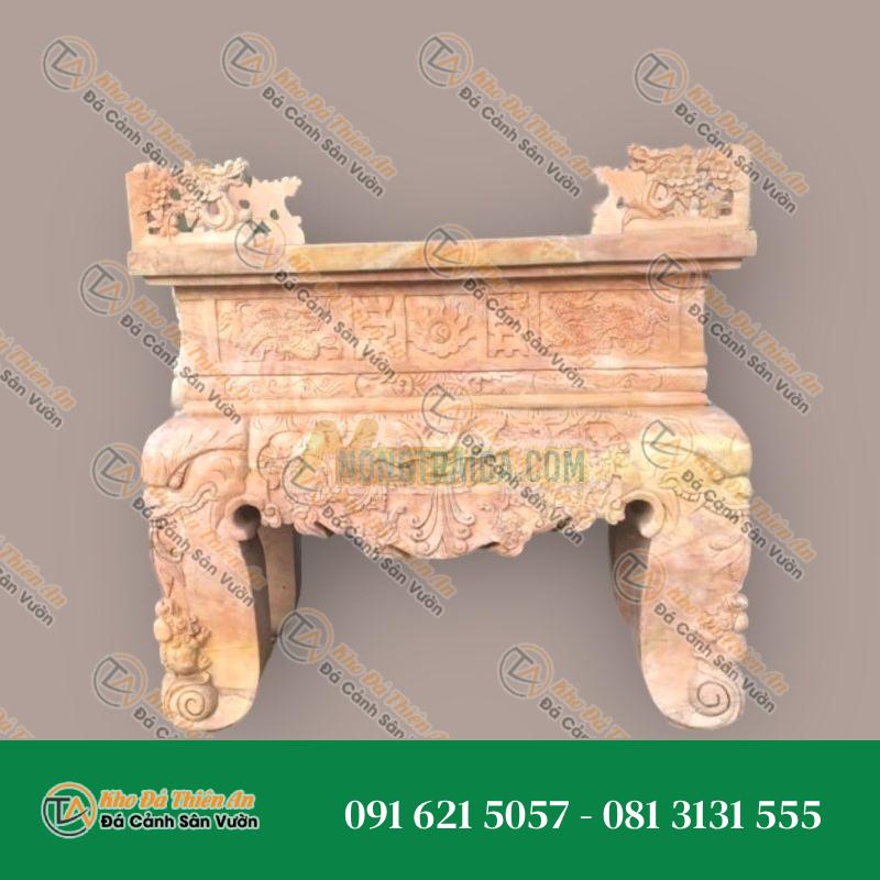 Bàn thờ đá ngoài trời đá cẩm thạch vàng cà rốt 178x57x80cm