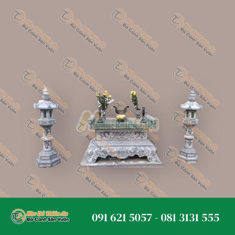 Bàn thờ đá ngoài trời đá xanh đen 129x55x69cm