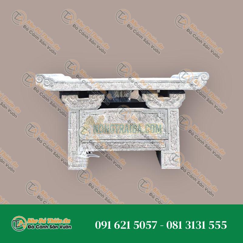 Bàn thờ đá ngoài trời đá xanh đen 129x58x76cm