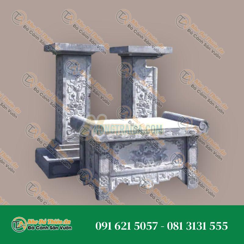 Bàn thờ đá ngoài trời đá xanh đen 169x62x79cm