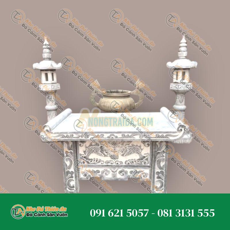 Bàn thờ đá ngoài trời đá xanh đen 171x67x89cm