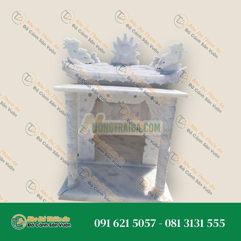 Bàn thờ ông địa bằng đá cẩm thạch trắng 55x60x85cm Kích thước: 55x60x85cm