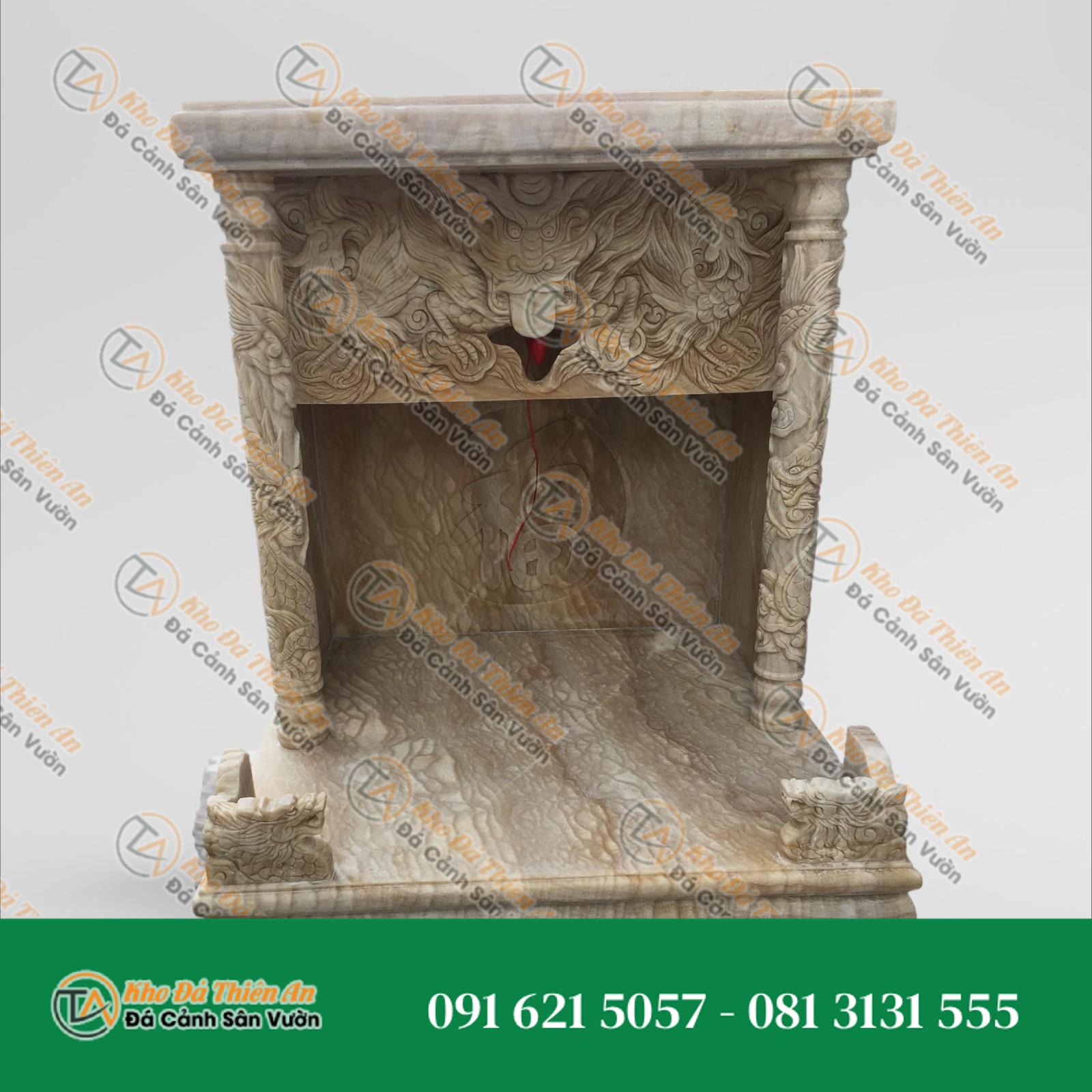 Bàn Thờ Ông Địa Đá Cẩm Thạch Vàng Vân Gỗ Hoà Bình 68cm