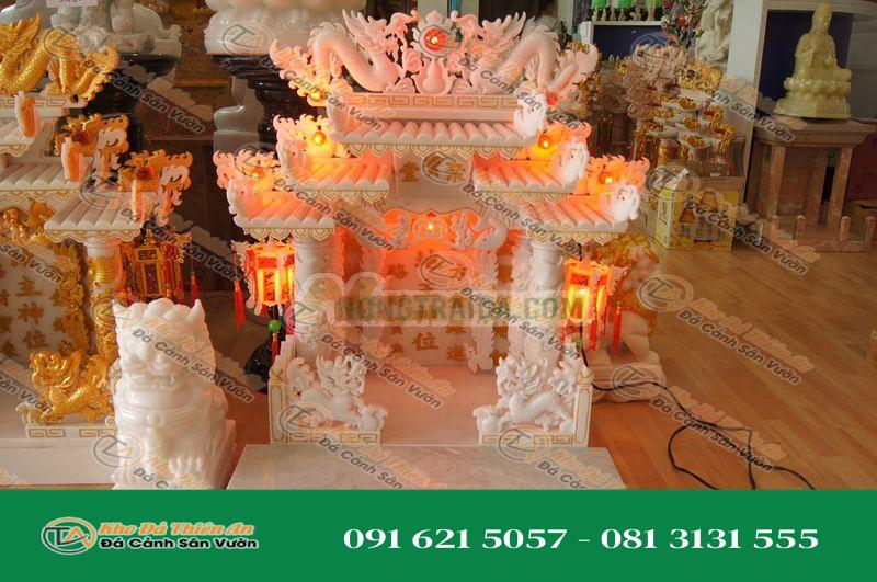 Bàn thờ ông địa, thần tài kích thước 55cm, đá cẩm thạch màu trắng