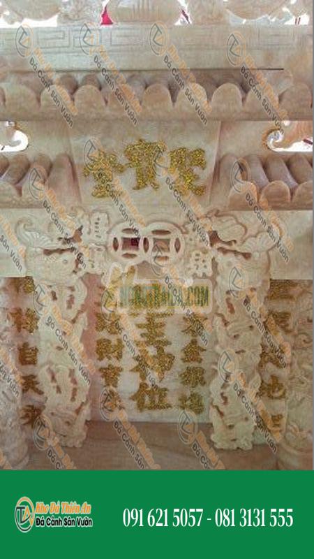 Bàn thờ ông địa, thần tài từ đá cẩm thạch (Đèn cột tròn, đèn tỏa, mô hình 55cm, nước mật ong, Phra That)