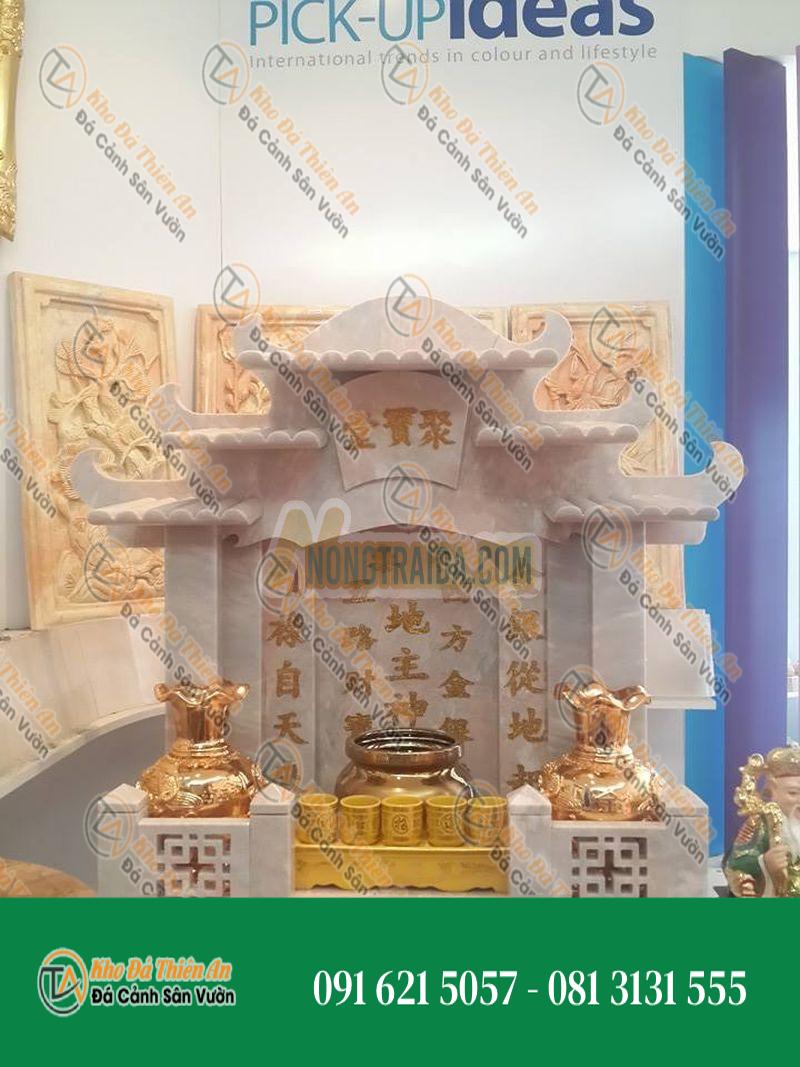 Bàn thờ ông địa, thần tài từ đá cẩm thạch hiện đại 60.96cm, 5 mái (Đá màu xám)