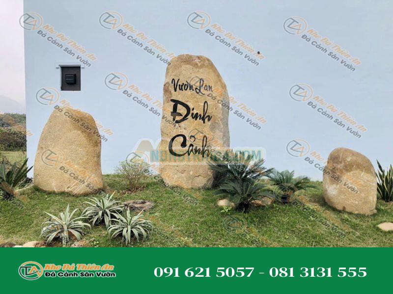 Bảng hiệu đá khắc chữ “Vườn lan Đinh Cảnh” CAO 1.45cm