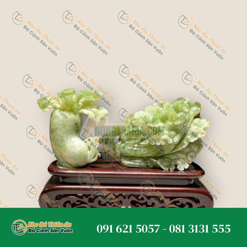 Bắp cải phong thủy đá bạch ngọc chiêu nạp tài lộc trang trí nhà cửa
