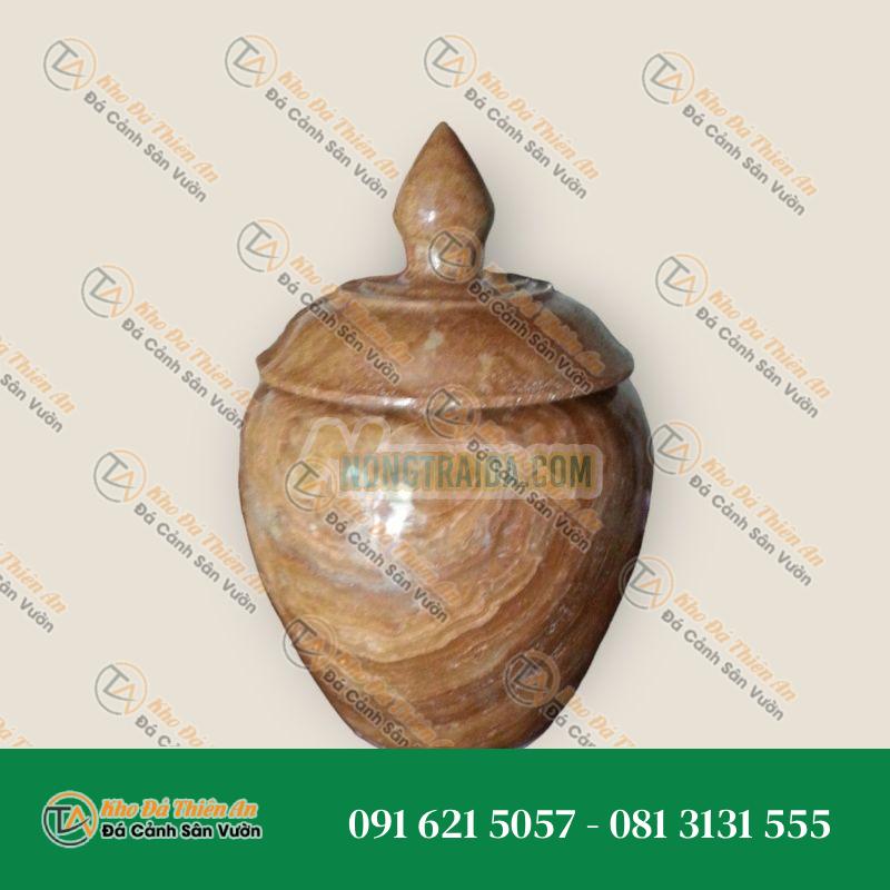 Bát đựng đá hổ phách mật ong có nắp, kích thước cao 30cm, rộng 20cm