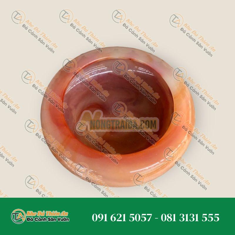 Bát nước minh đường tụ thủy, bát thả hoa thần tài đá ngọc cẩm thạch – Đường kính 18cm
