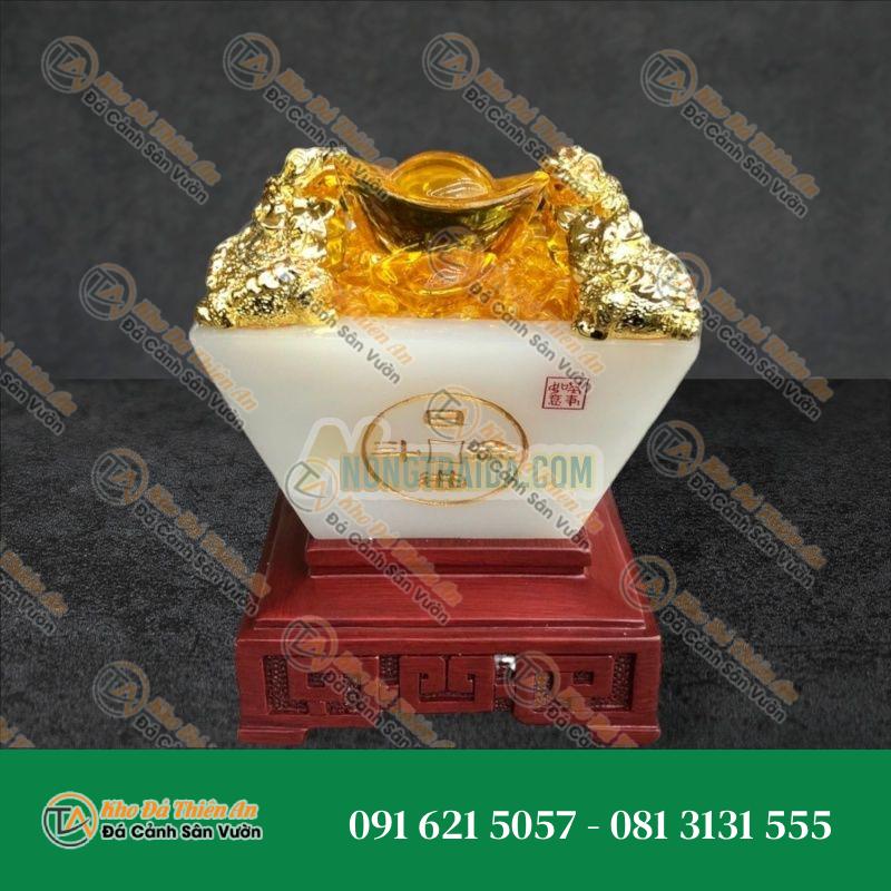 Bát Tụ Tài, Bát Tụ Bảo đá bạch ngọc Hút Tài, Hút Lộc, Chiêu tài nạp lộc – Cao 15cm