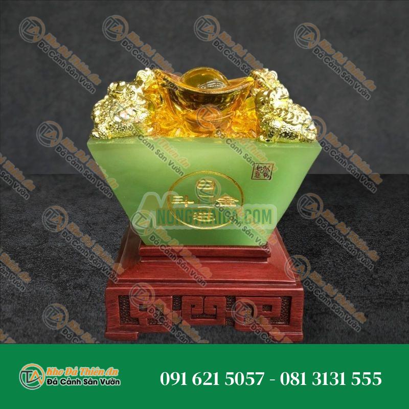 Bát Tụ Tài, Bát Tụ Bảo đá ngọc cẩm thạch xanh Hút Tài, Hút Lộc, Chiêu tài nạp lộc – Cao 15cm