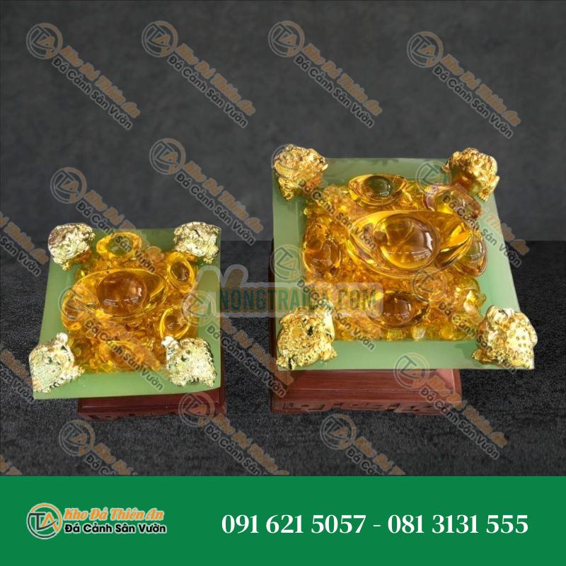 Bát Tụ Tài, Bát Tụ Bảo đá ngọc cẩm thạch xanh Hút Tài, Hút Lộc, Chiêu tài nạp lộc – Cao 18cm
