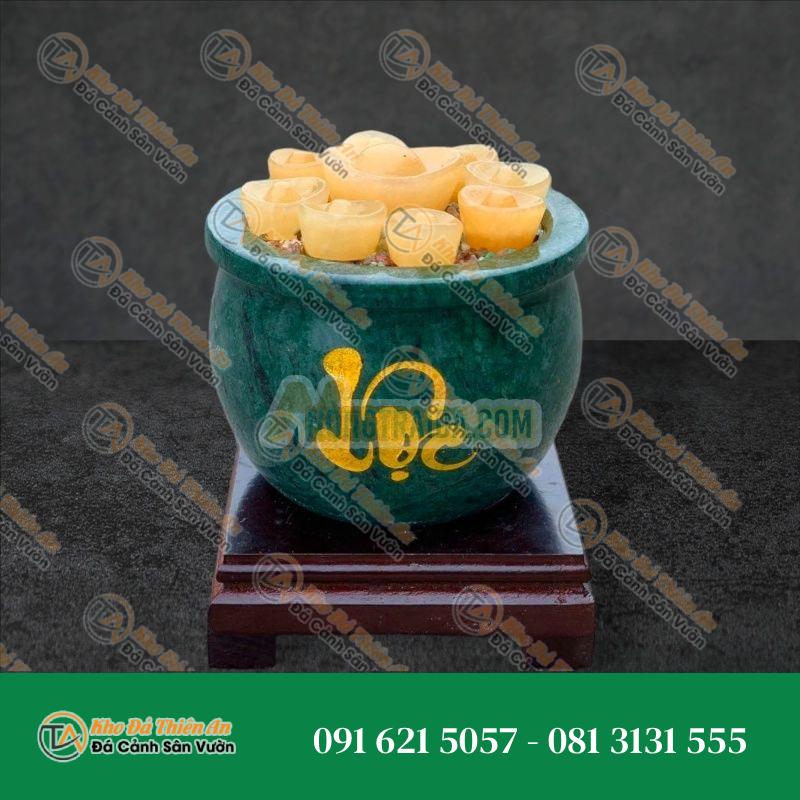 Bát Tụ Tài – Bát Tụ Bảo – Hút Tài – Hút Lộc đá ngọc serpentine gia tăng tài lộc – Đường kính 15cm