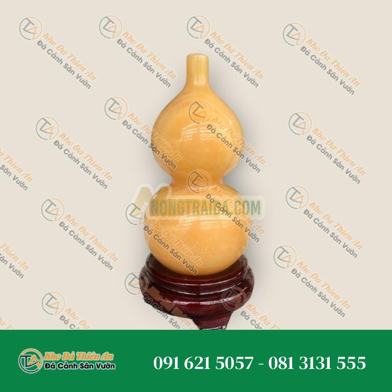 Bầu hồ lô phong thủy hút tài lộc đá ngọc hoàng long – Cao 16cm