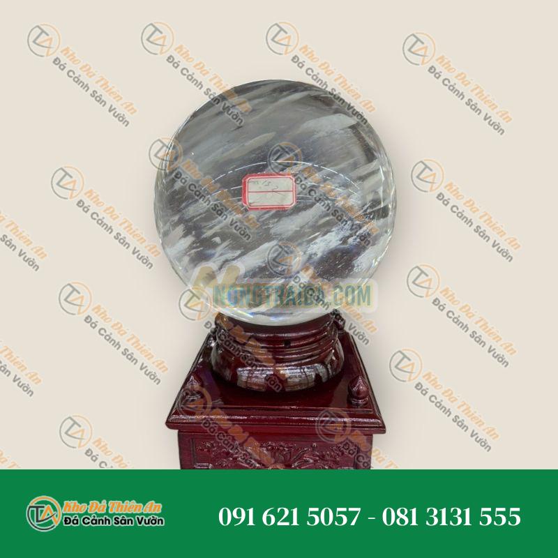 Bi đèn xoay phong thủy đá canxit trắng vân mây nặng 13,2 kg
