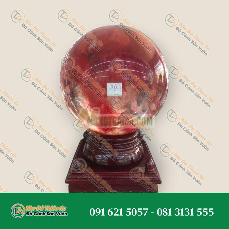 Bi đèn xoay phong thủy đá núi lửa Obsidian đỏ nặng 13,7 kg