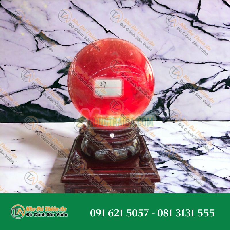 Bi đèn xoay phong thủy đá núi lửa Obsidian đỏ nặng 2,7 kg