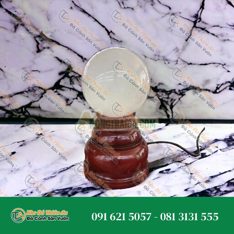 Bi đèn xoay phong thủy đá thạch anh trắng