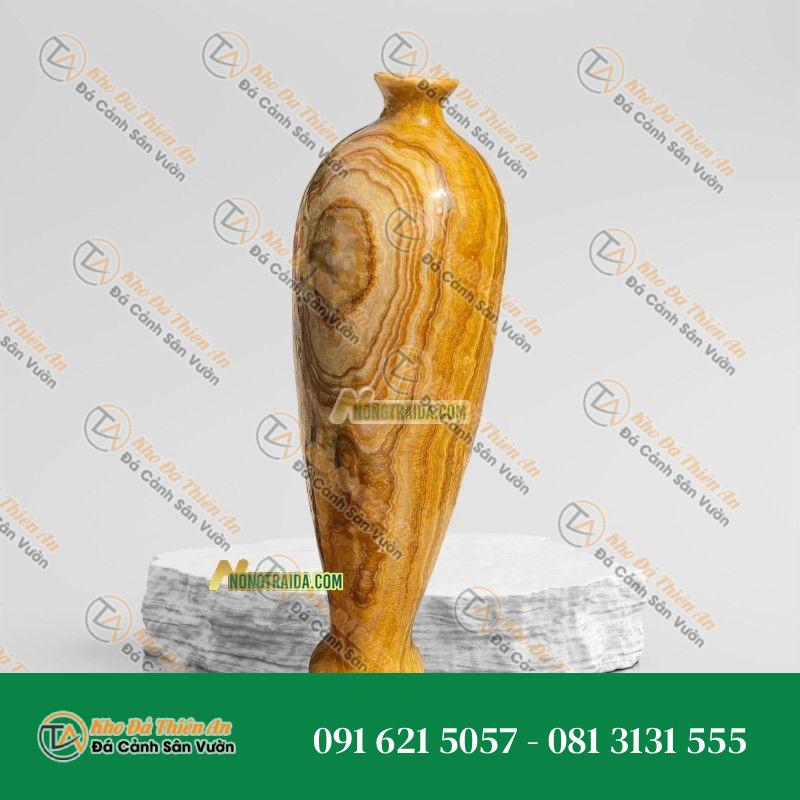 Bình Hoa Bằng Đá Cẩm Thạch Vân Gỗ 47cm