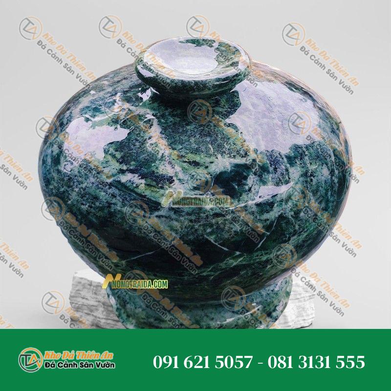 Bình Hoa Đá Nguyên Khối Secpentine Cao Cấp 41cm