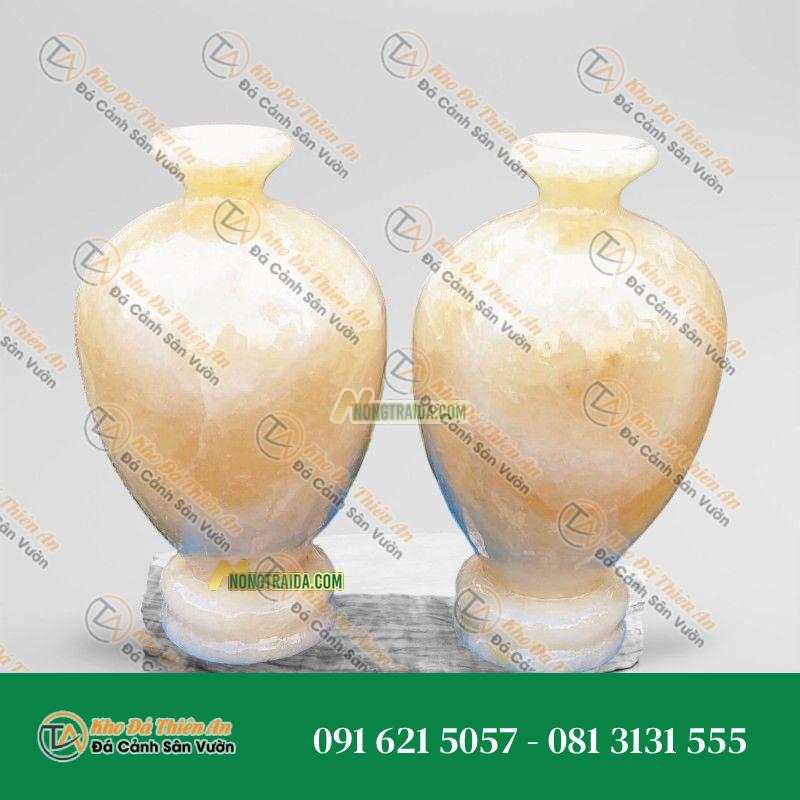 Bình Hoa Đá Phong Thủy Vàng Onyx 31cm