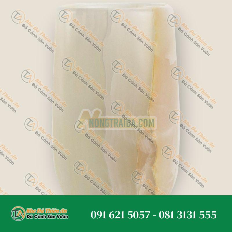 Bình hoa trang trí, Tượng điêu khắc, Đá cẩm thạch Onyx trắng, Khảm thủ công Italy