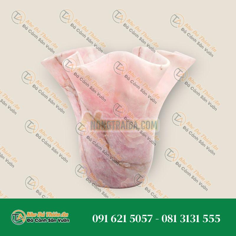Bình hoa trang trí, Tượng điêu khắc, Đá thạch anh hồng, Thiết kế độc đáo, Làm thủ công (Đồ sưu tầm) – Italy