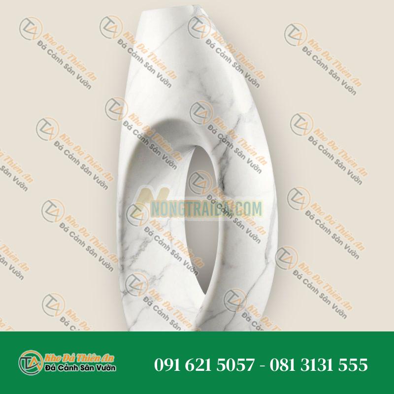 Bình hoa trang trí, Tượng điêu khắc hình cánh buồm, Đá cẩm thạch trắng Carrara, Khảm thủ công