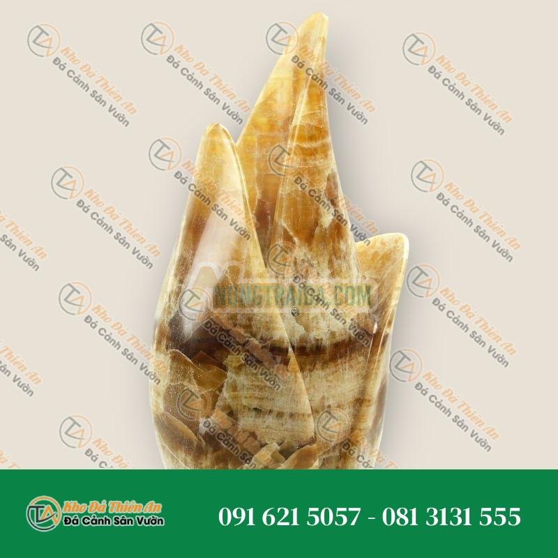 Bình hoa trang trí, Tượng điêu khắc hình hoa tulip, Đá cẩm thạch Onyx vàng, Khảm thủ công Italy