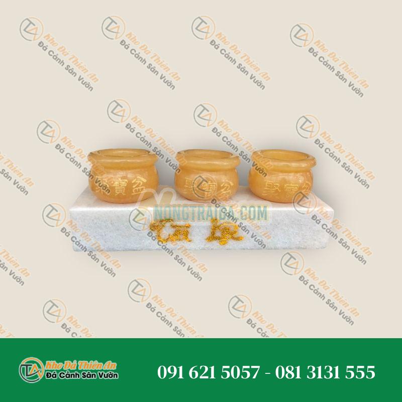 Bộ 3 chung nước để bàn thờ ông địa thần tài đá ngọc hoàng long