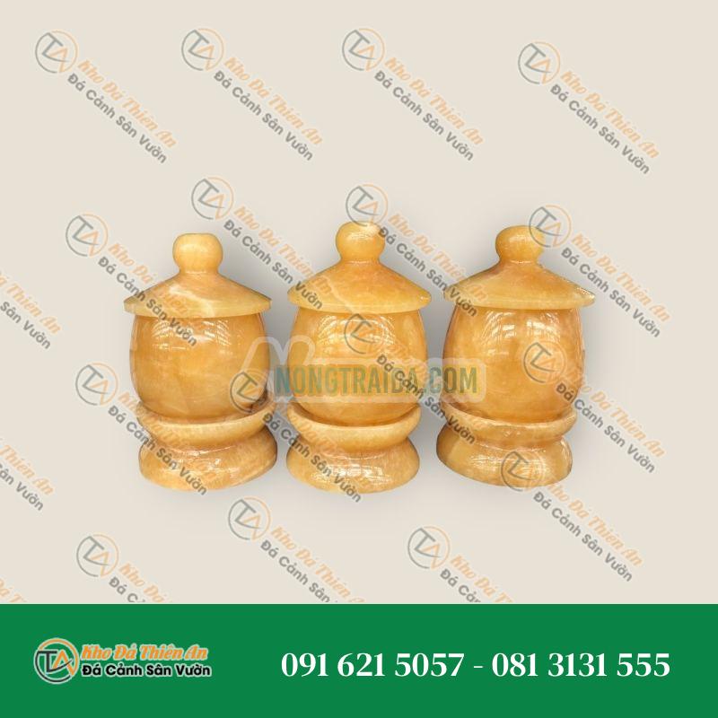 Bộ 3 ly nước để bàn thờ ông địa thần tài đá ngọc hoàng long