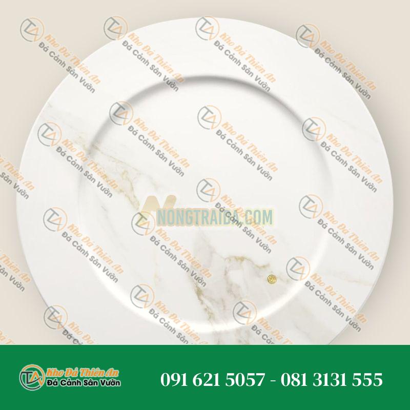 Bộ 4 đĩa bày bằng đá cẩm thạch Calacatta trắng, thiết kế thủ công