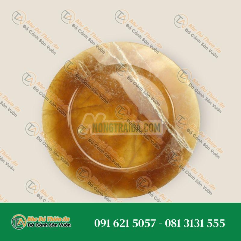 Bộ 4 đĩa bày bằng đá cẩm thạch Onyx vàng, làm thủ công Ý