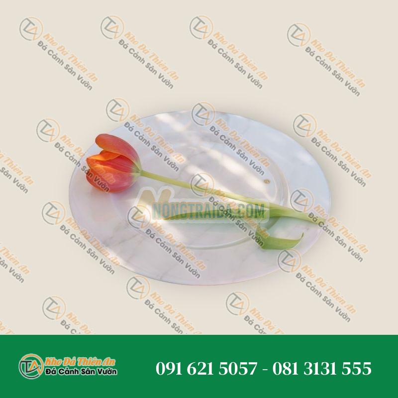 Bộ 4 đĩa bày bằng đá cẩm thạch trắng Carrara, làm thủ công Ý