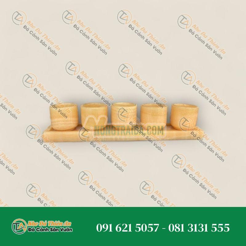 Bộ 5 chung nước thờ cúng ông thần tài thổ địa đá ngọc hoàng long