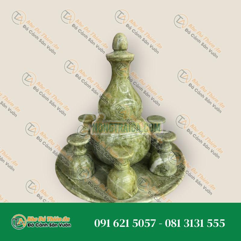 Bộ ấm chén bầu hồ lô rót rượu đá Serpentine