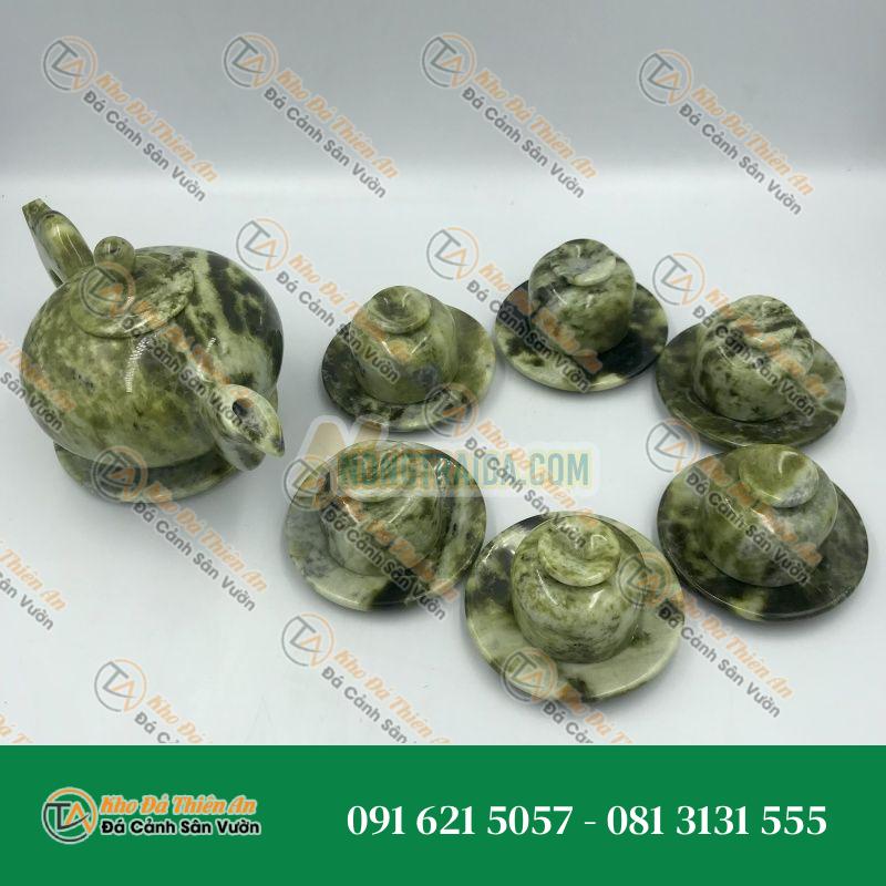 Bộ ấm chén đá quý cao cấp ngọc Secpentine 14 món