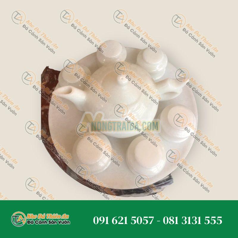 Bộ ấm trà đá cẩm thạch trắng