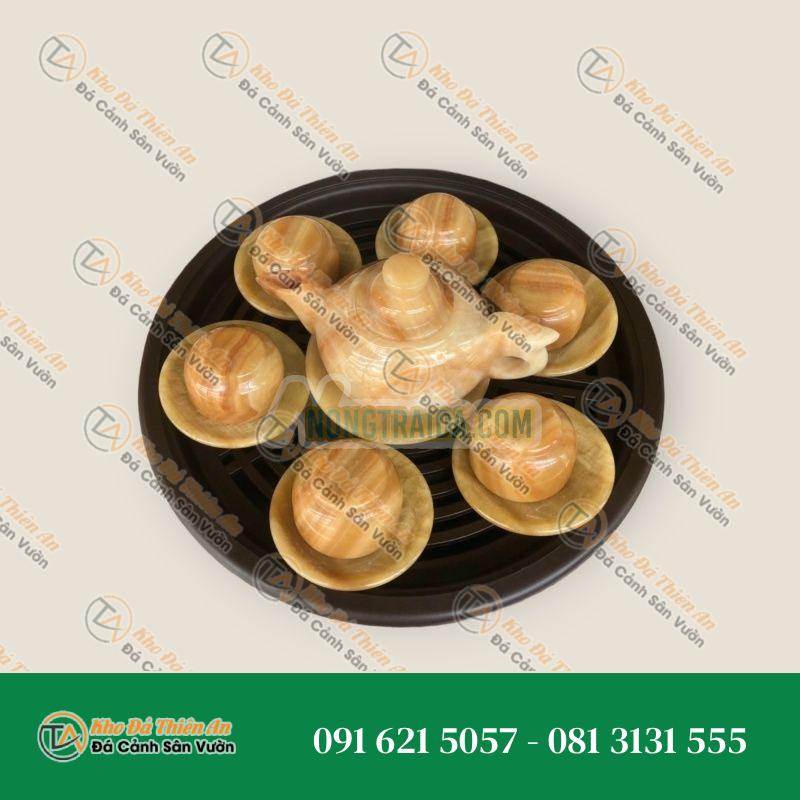 Bộ ấm trà đá vân gỗ