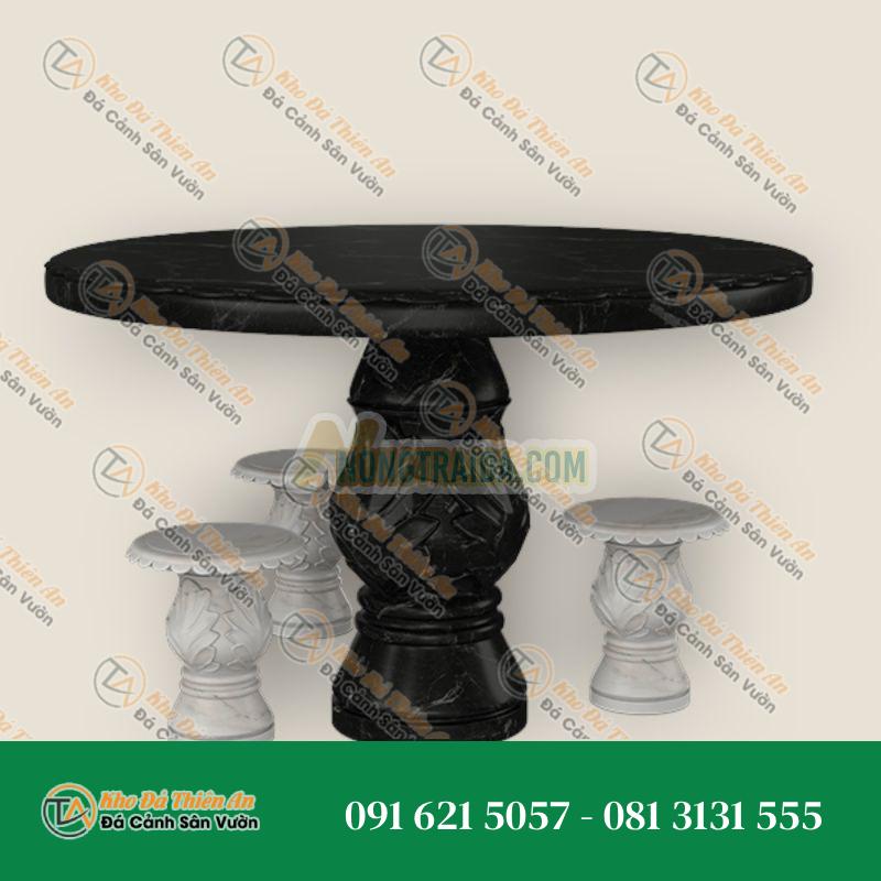 Bộ bàn ghế đá đen tròn