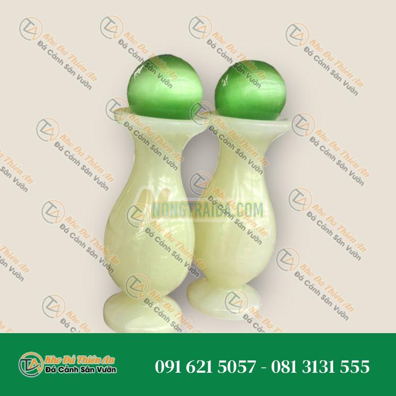 Bộ combo cặp Lục Bình Lọ Hoa đá ngọc onyx kết hợp quả cầu phong thủy