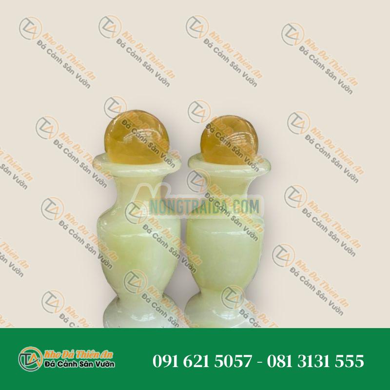 Bộ combo cặp Lục Bình Lọ Hoa kết hợp quả cầu phong thủy đá thạch anh vàng