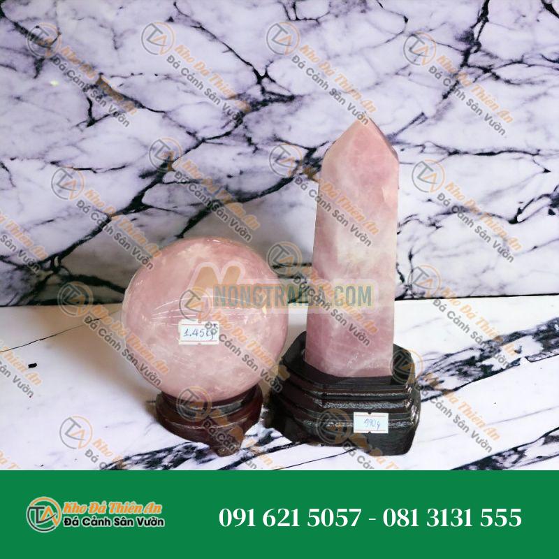Bộ combo phong thủy trấn thạch đá thạch anh hồng