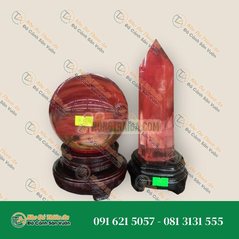 Bộ combo phong thủy trấn trạch đá núi lửa Obsidian đỏ